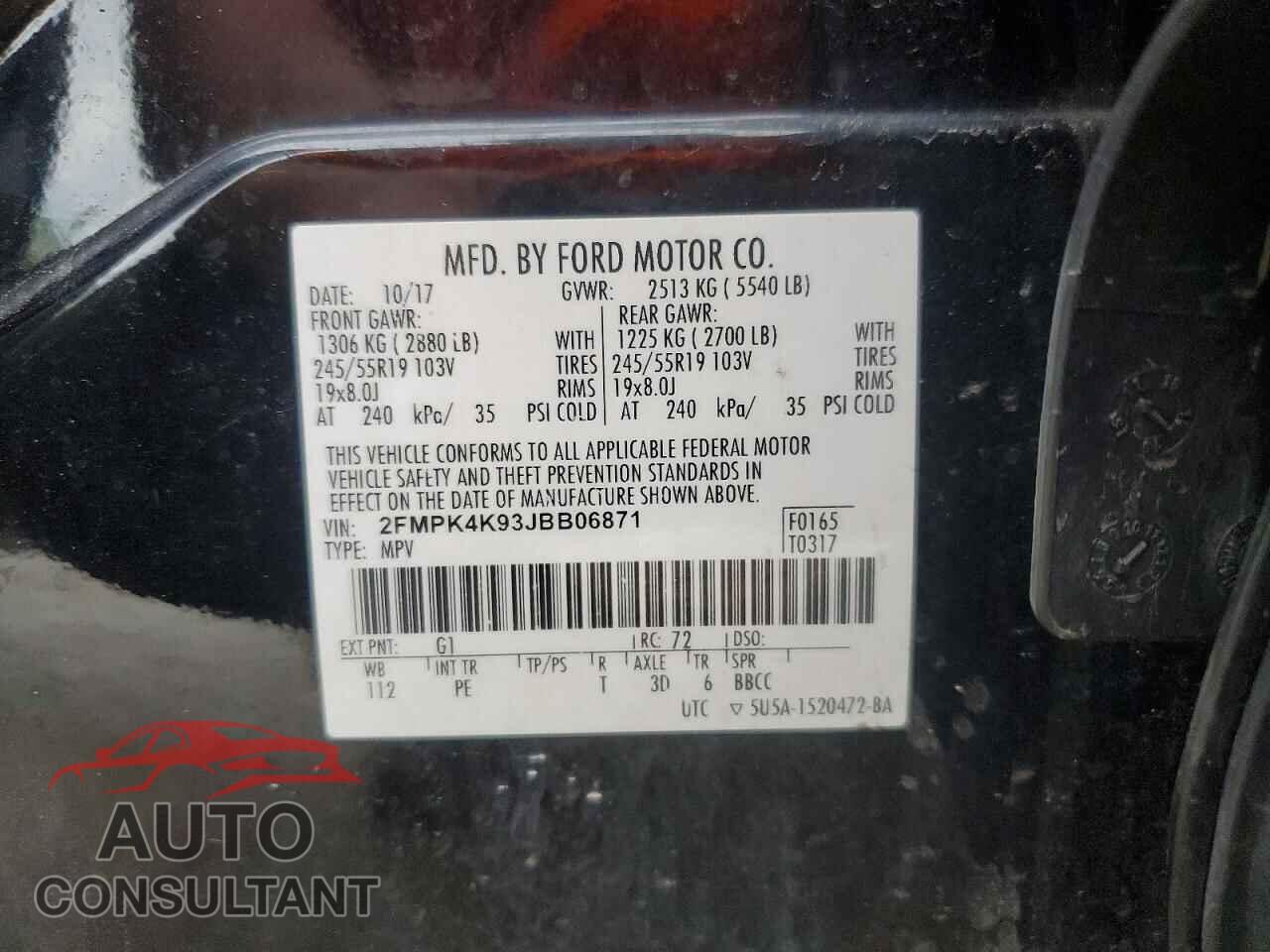 FORD EDGE 2018 - 2FMPK4K93JBB06871