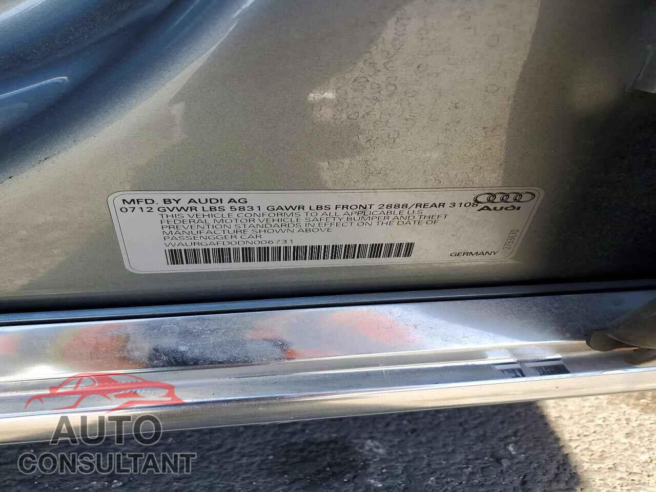AUDI A8 2013 - WAURGAFD0DN006731