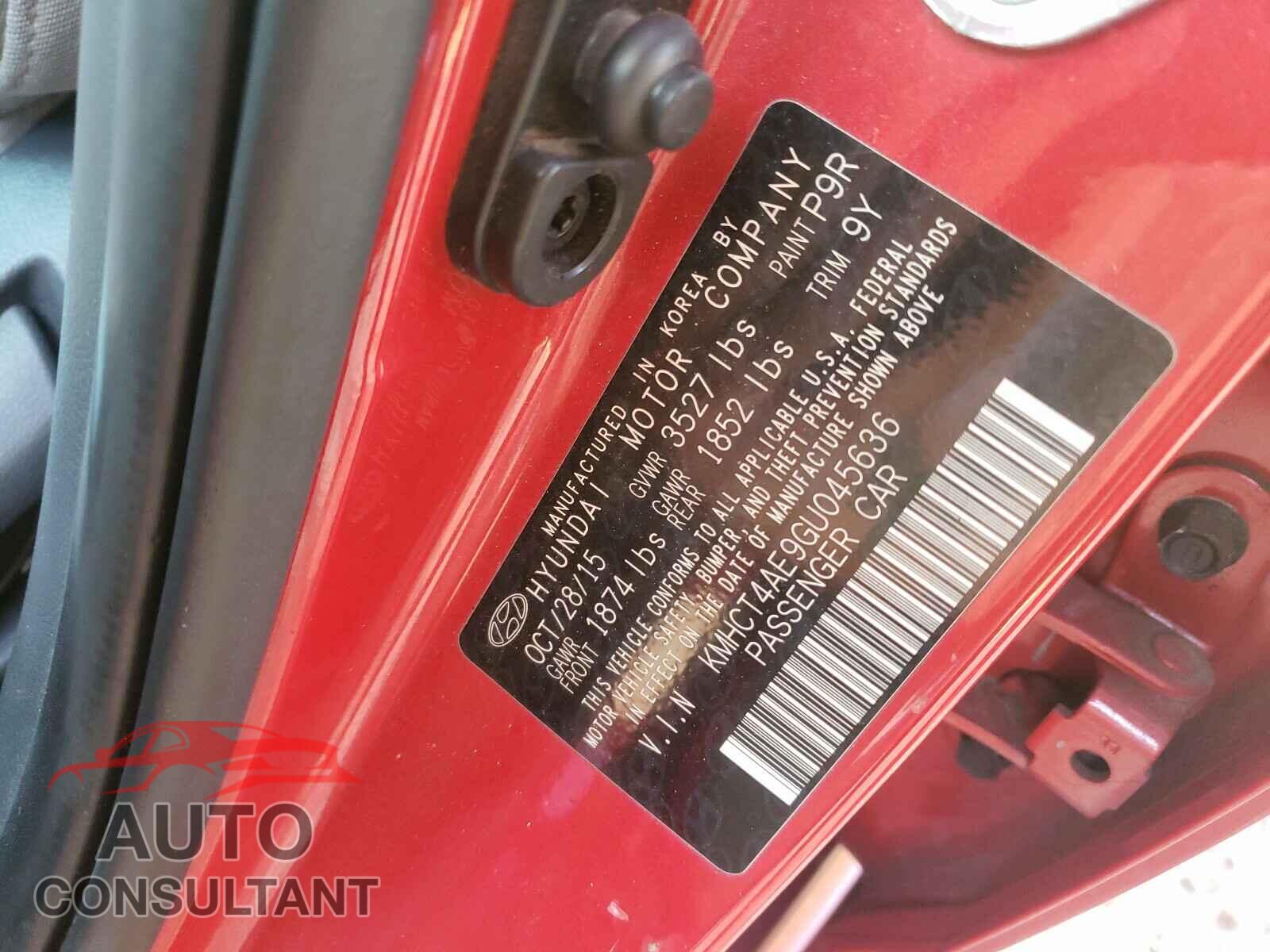 HYUNDAI ACCENT 2016 - KMHCT4AE9GU045636