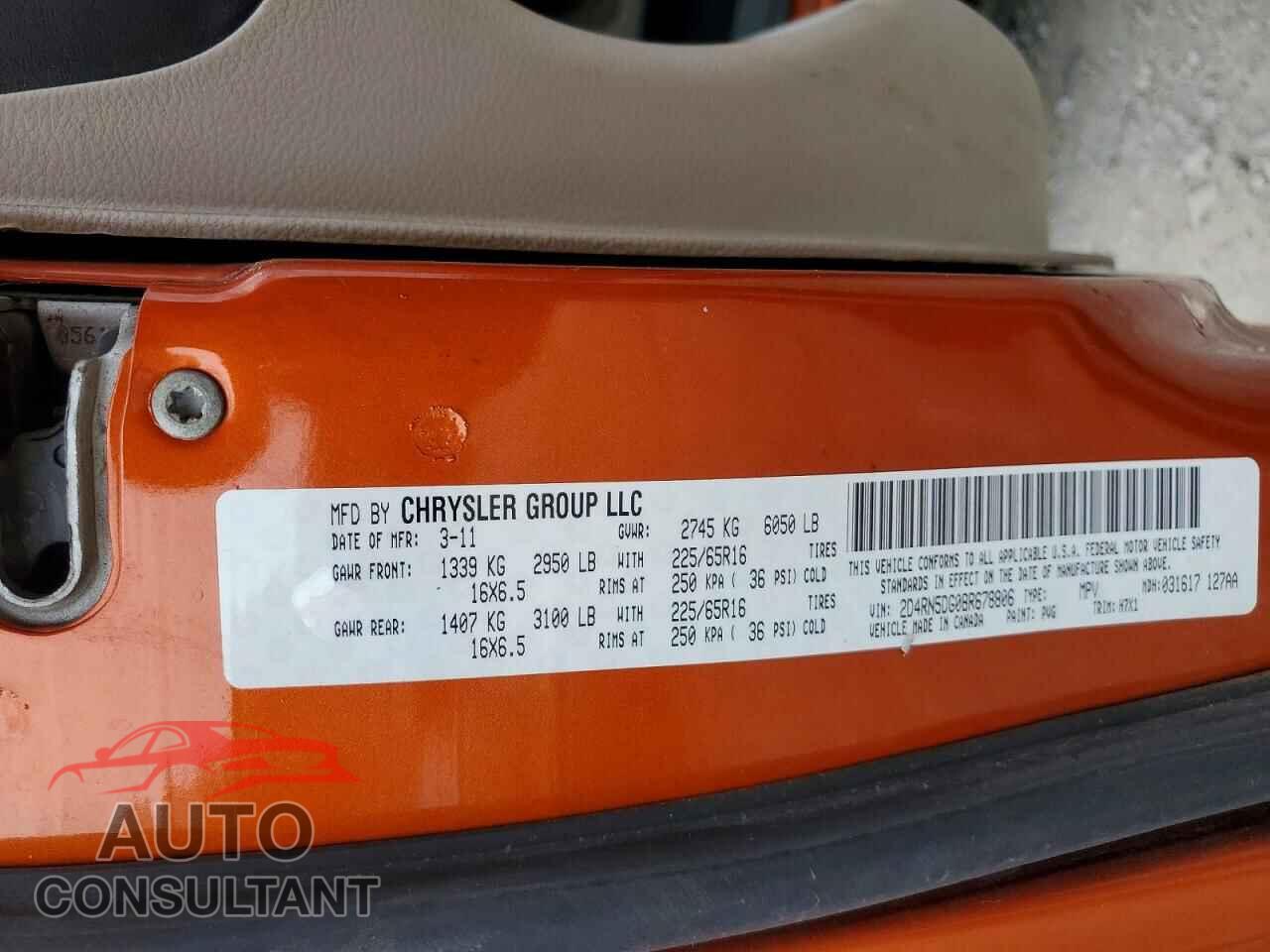 DODGE CARAVAN 2011 - 2D4RN5DG0BR678806