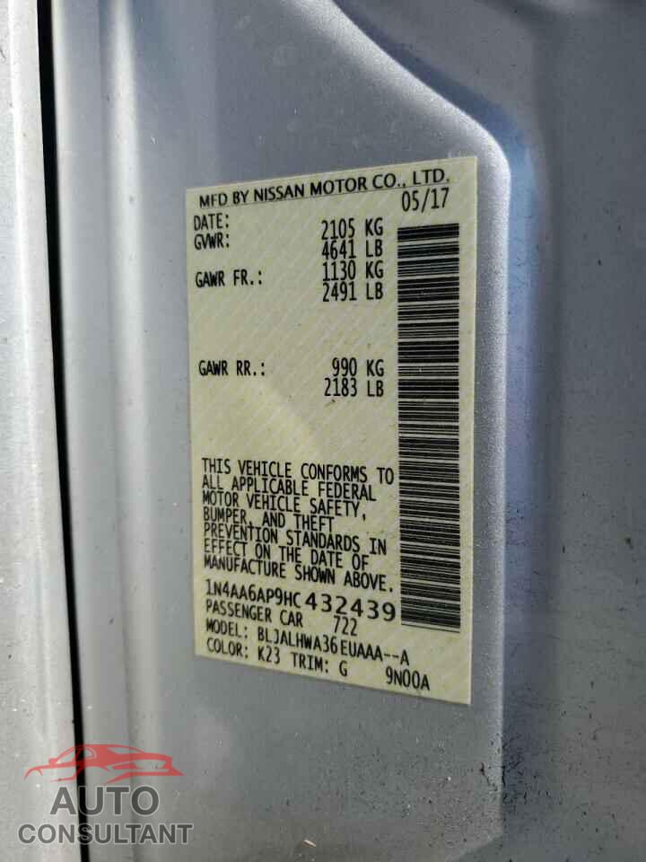 NISSAN MAXIMA 2017 - 1N4AA6AP9HC432439