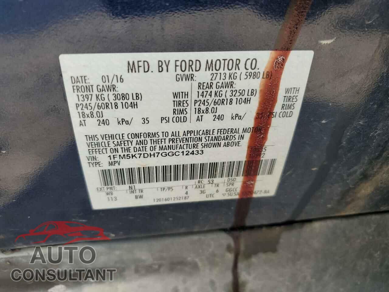 FORD EXPLORER 2016 - 1FM5K7DH7GGC12433