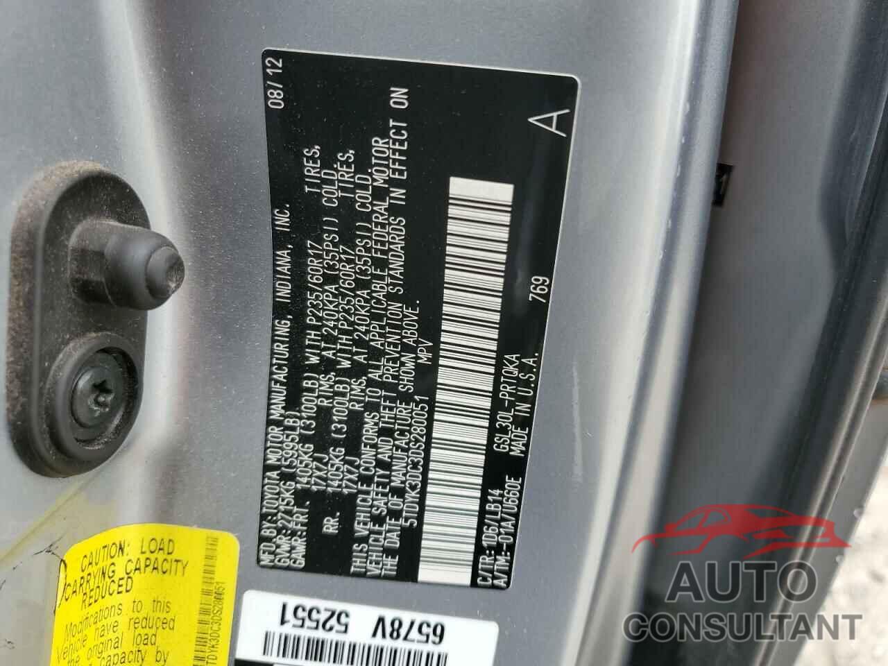 TOYOTA All Models 2013 - 5TDYK3DC3DS280051