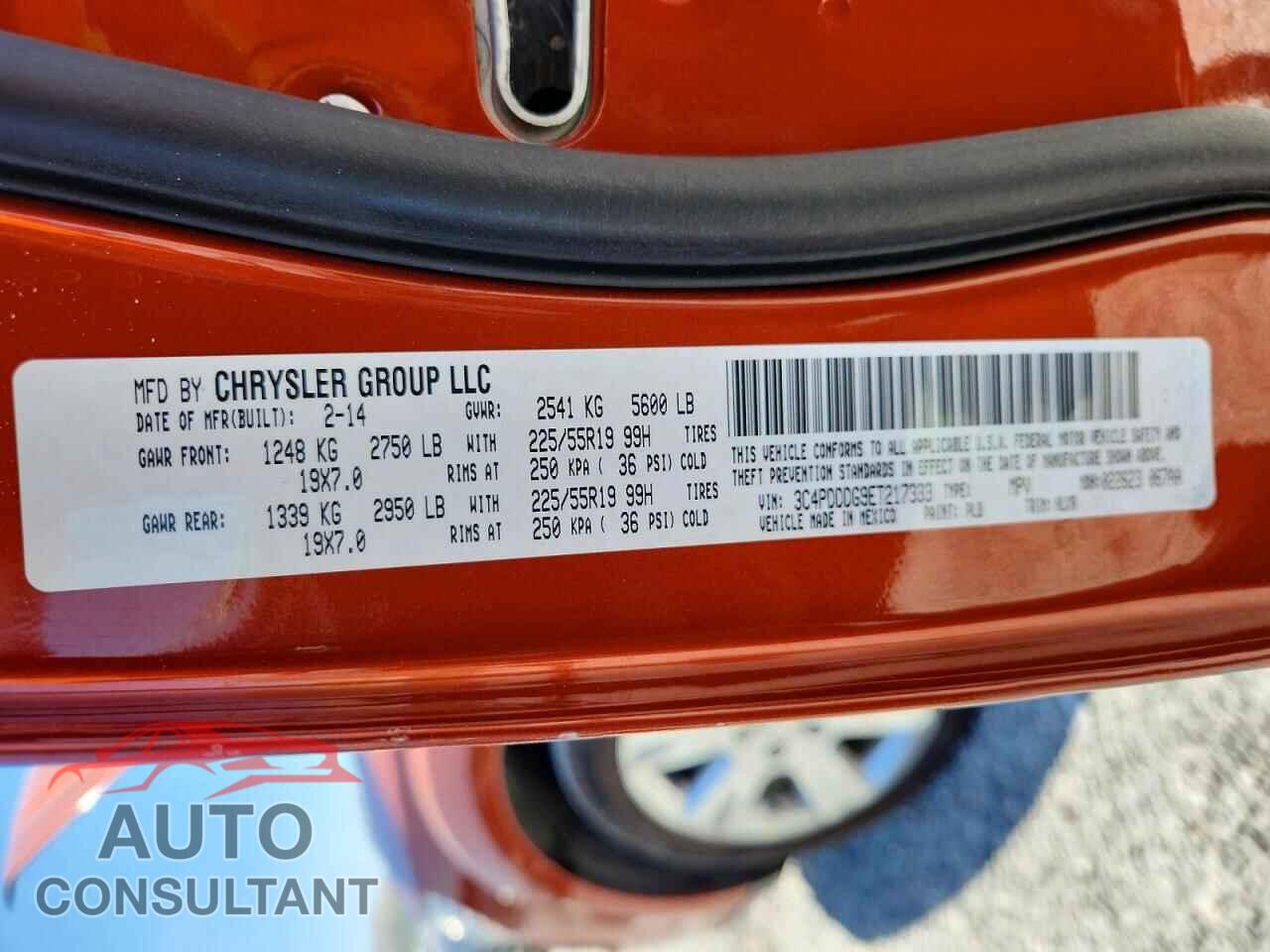 DODGE JOURNEY 2014 - 3C4PDDDG9ET217333