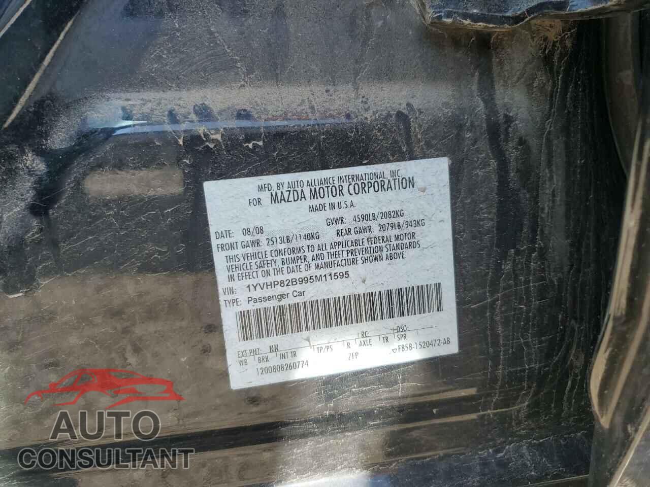 MAZDA 6 2009 - 1YVHP82B995M11595