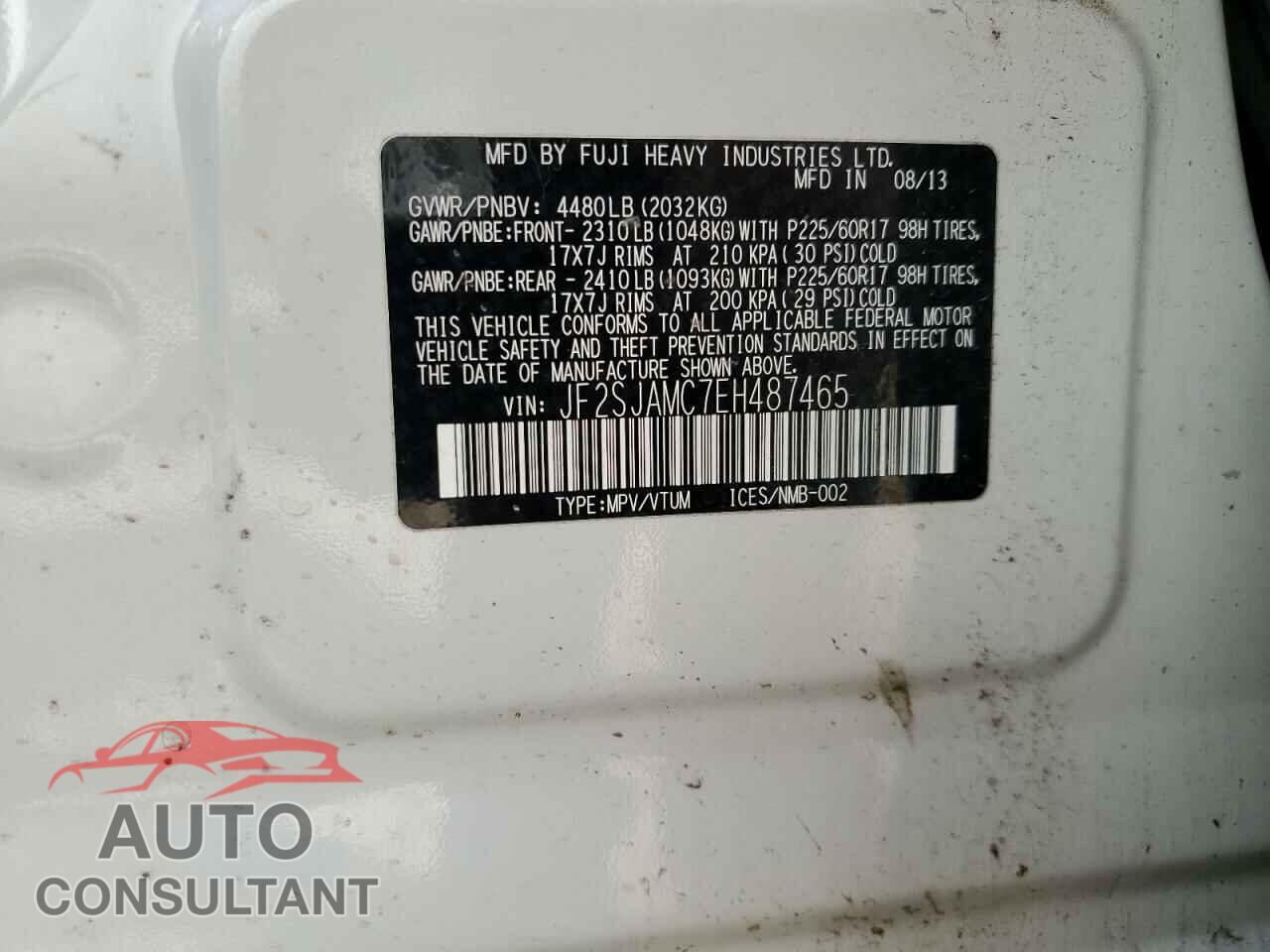 SUBARU FORESTER 2014 - JF2SJAMC7EH487465