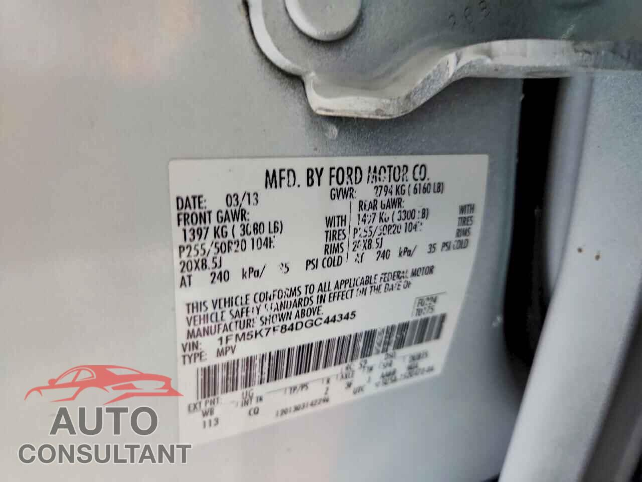 FORD EXPLORER 2013 - 1FM5K7F84DGC44345