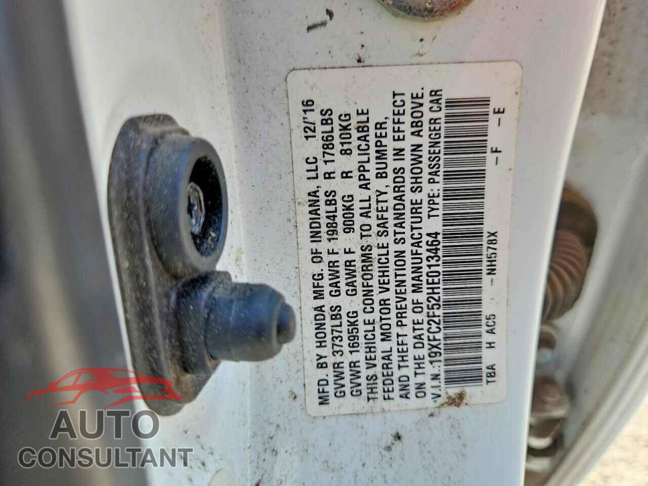 HONDA CIVIC 2017 - 19XFC2F52HE013464