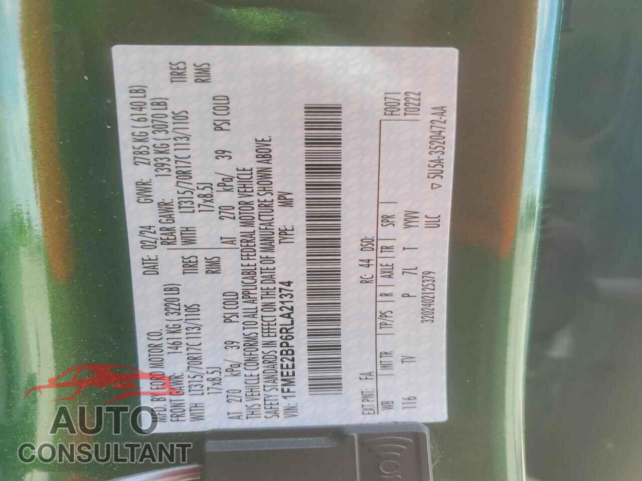 FORD BRONCO 2024 - 1FMEE2BP6RLA21374