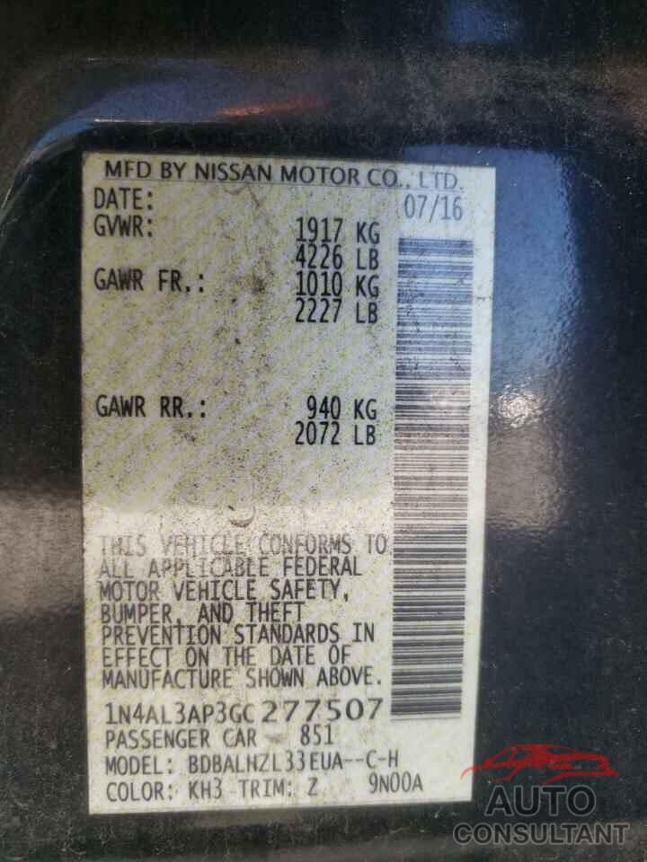 NISSAN ALTIMA 2016 - 1N4AL3AP3GC277507