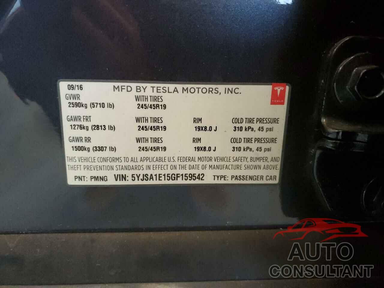 TESLA MODEL S 2016 - 5YJSA1E15GF159542