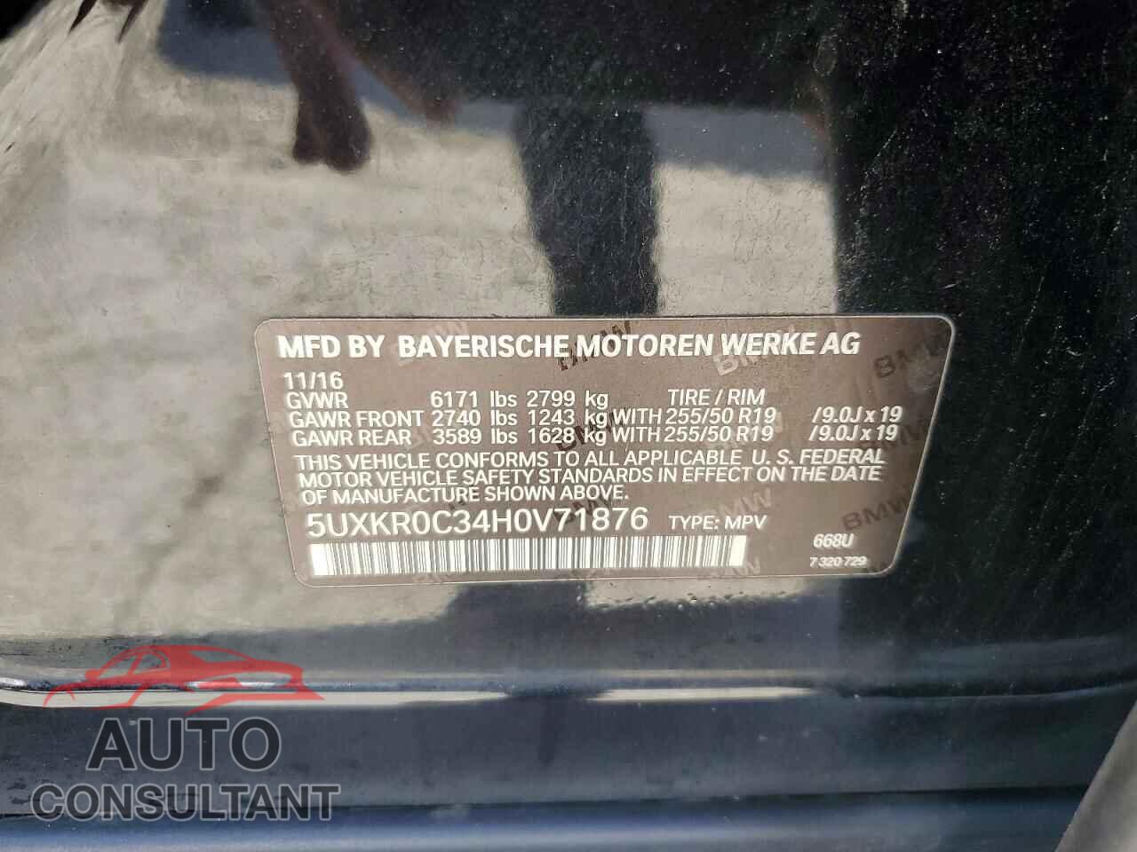 BMW X5 2017 - 5UXKR0C34H0V71876