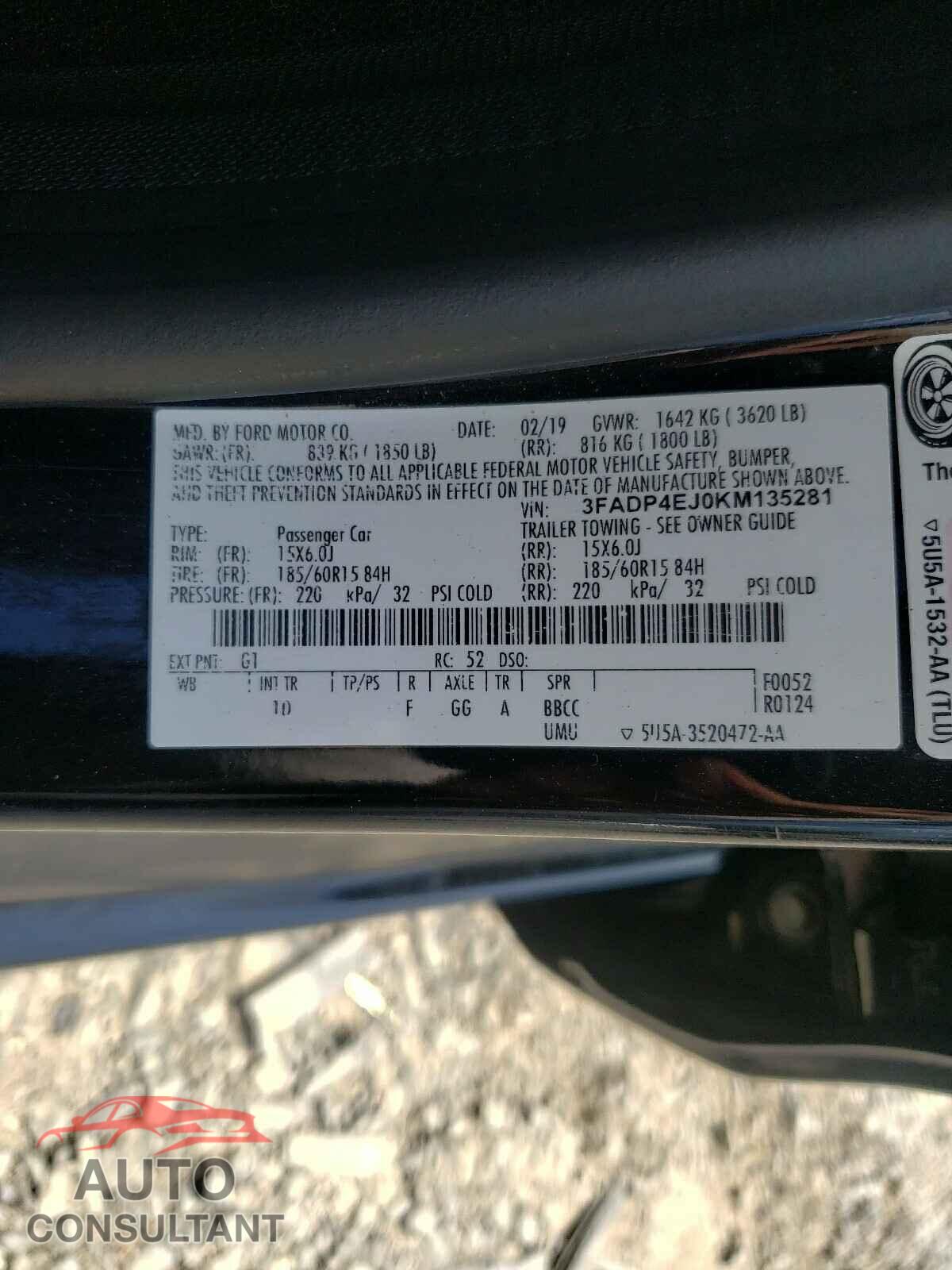 FORD FIESTA 2019 - 3FADP4EJ0KM135281