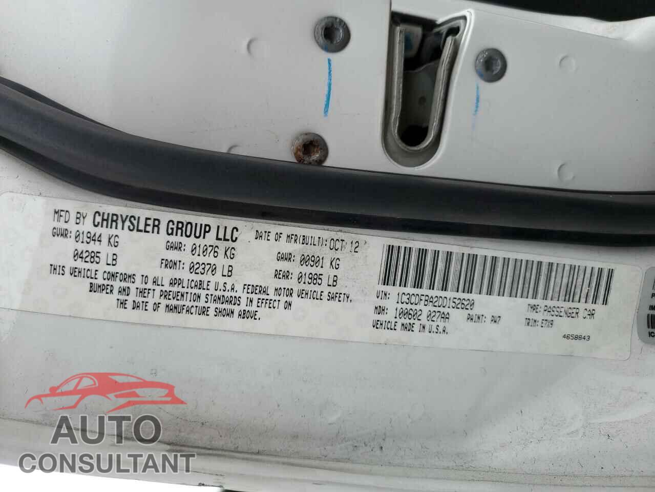 DODGE DART 2013 - 1C3CDFBA2DD152620