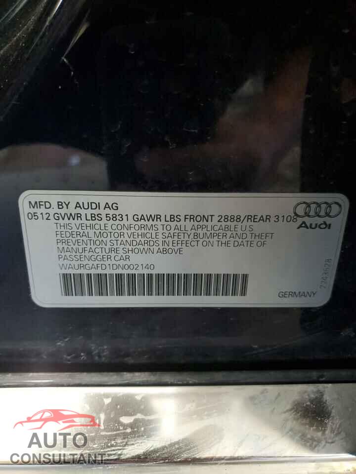 AUDI A8 2013 - WAURGAFD1DN002140