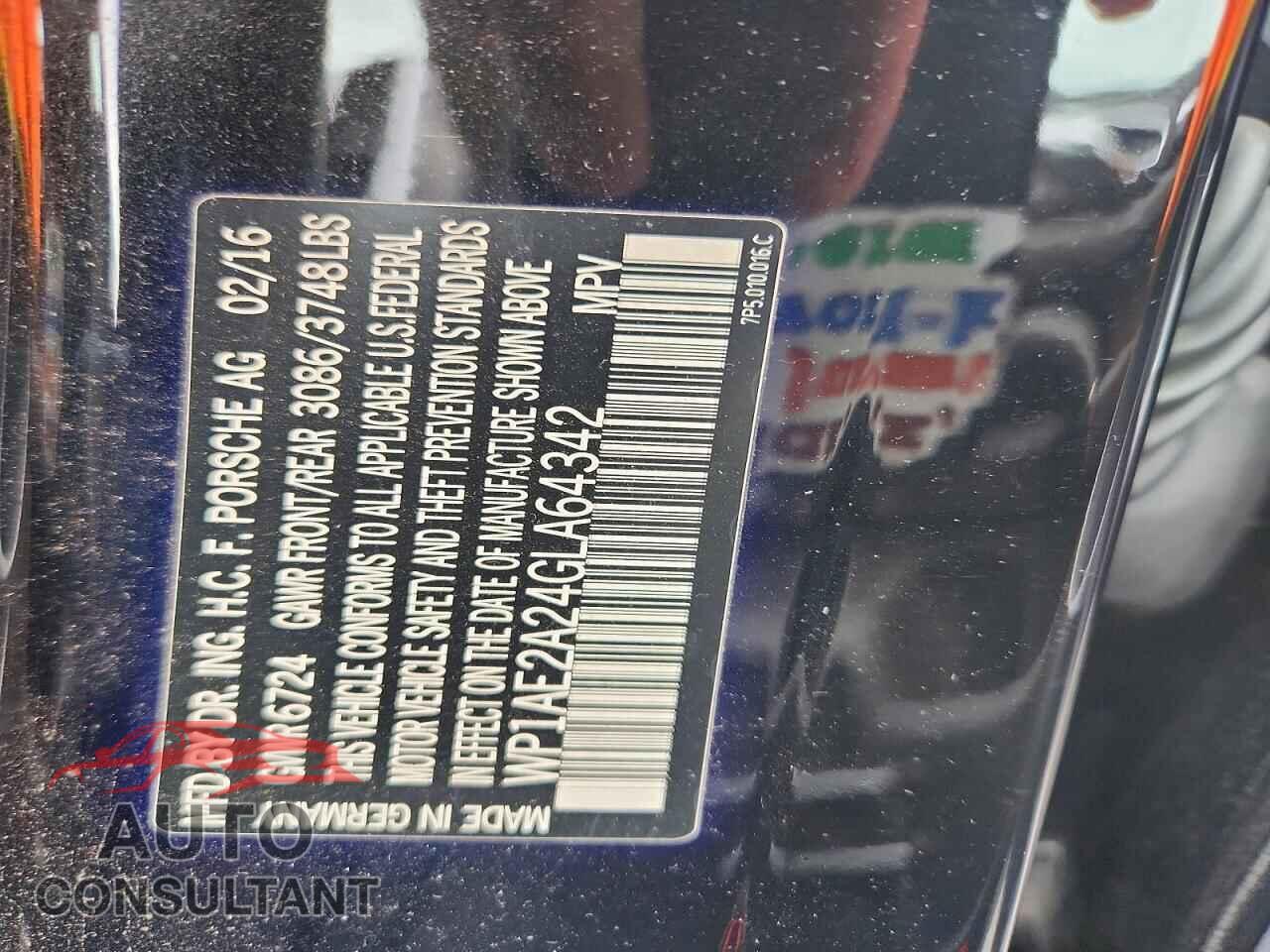 PORSCHE CAYENNE 2016 - WP1AE2A24GLA64342