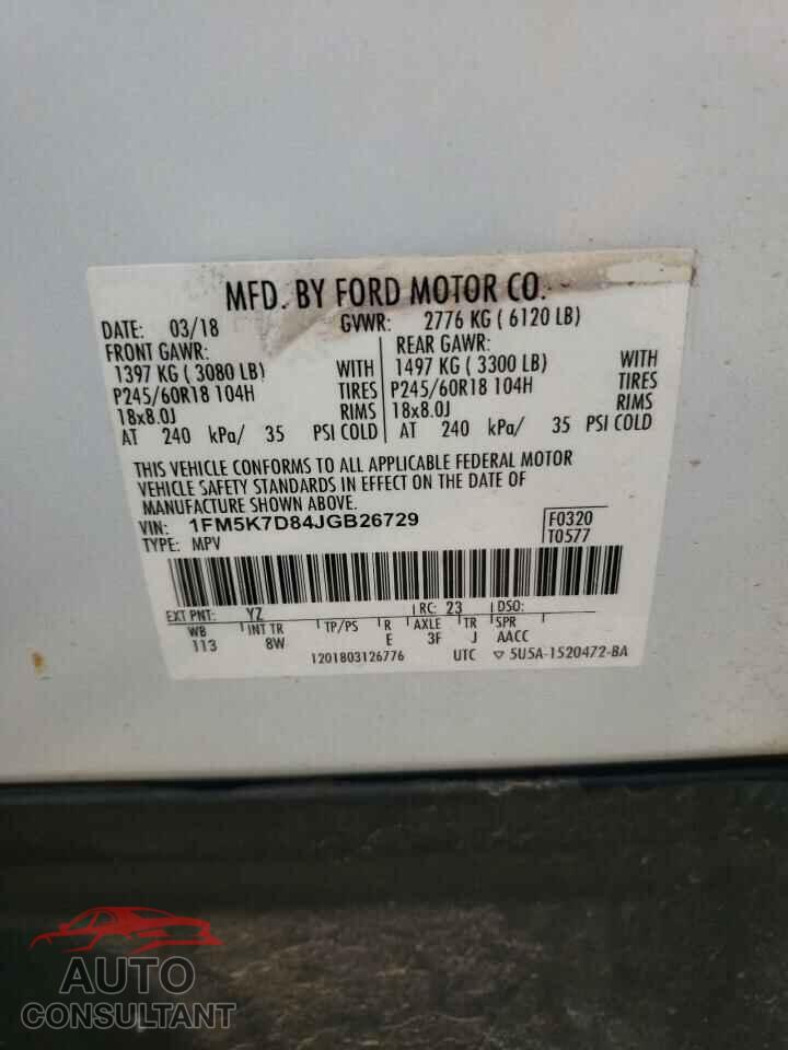 FORD EXPLORER 2018 - 1FM5K7D84JGB26729