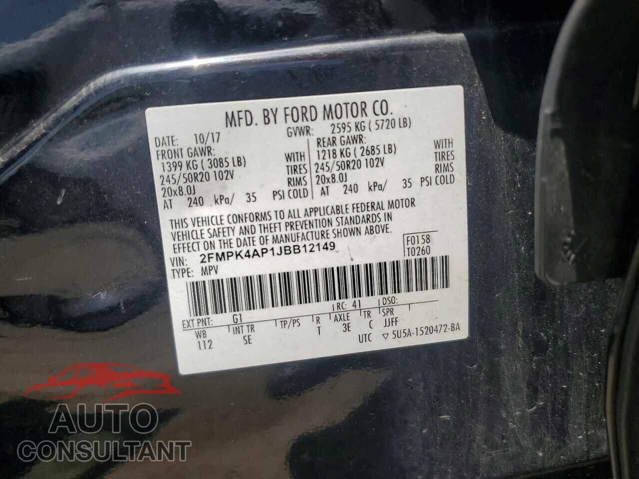FORD EDGE 2018 - 2FMPK4AP1JBB12149