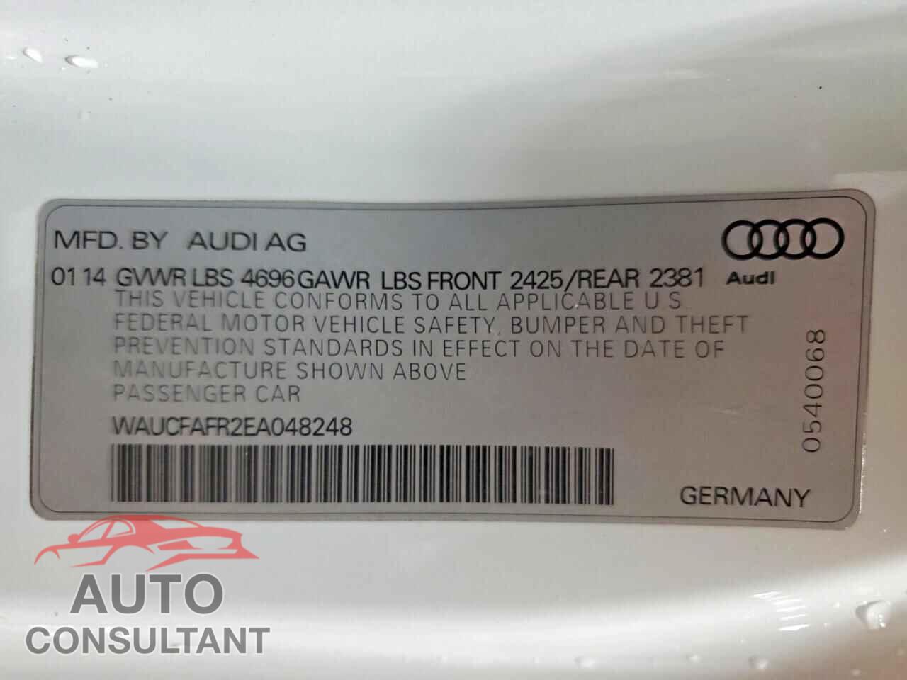AUDI A5 2014 - WAUCFAFR2EA048248