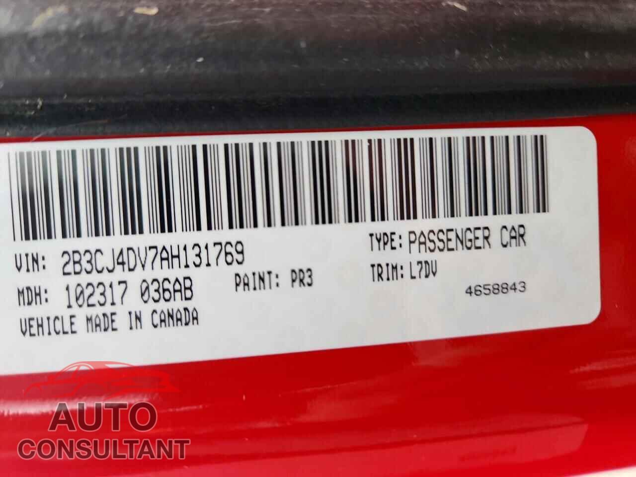 DODGE CHALLENGER 2010 - 2B3CJ4DV7AH131769