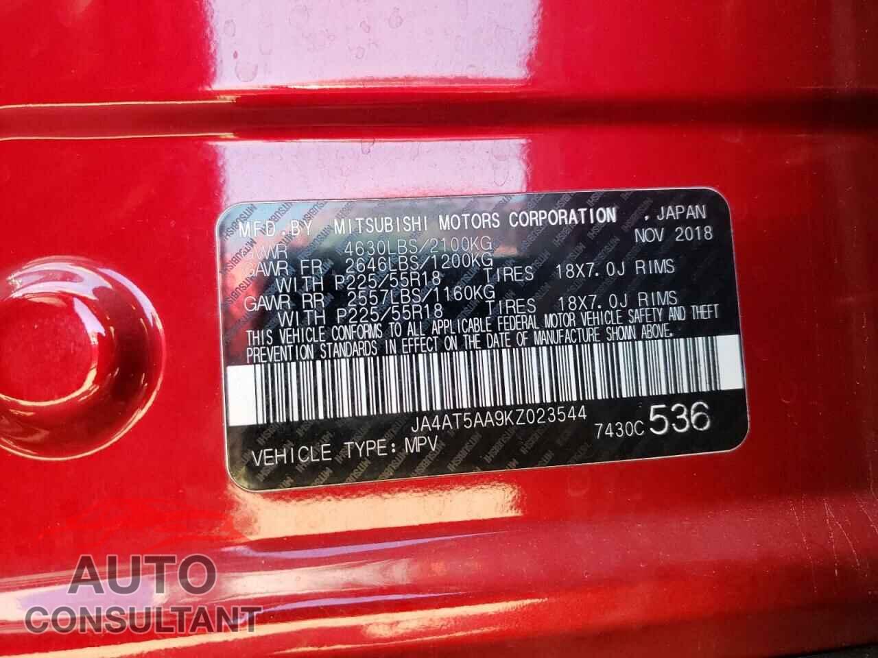 MITSUBISHI ECLIPSE 2019 - JA4AT5AA9KZ023544