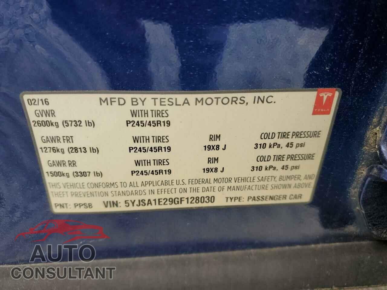 TESLA MODEL S 2016 - 5YJSA1E29GF128030