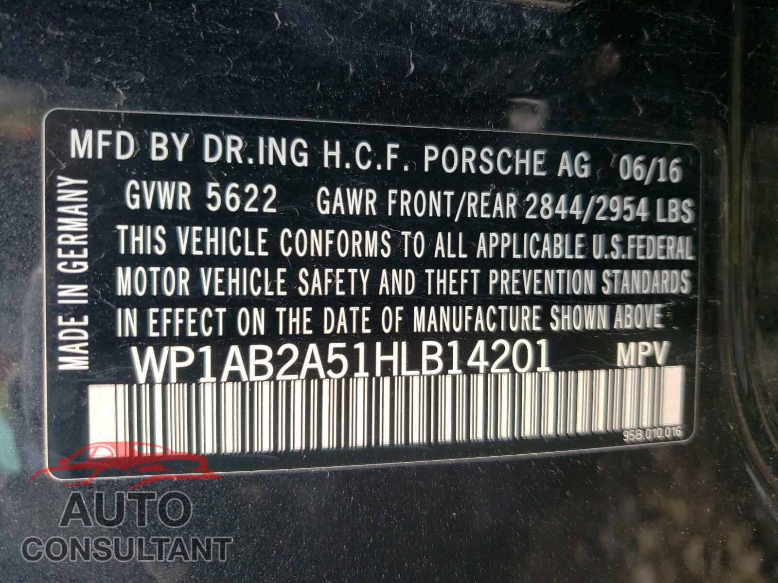 PORSCHE MACAN 2017 - WP1AB2A51HLB14201