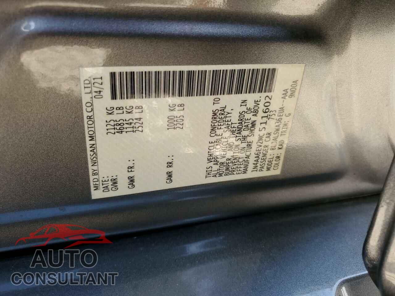 NISSAN MAXIMA 2021 - 1N4AA6EV2MC511602