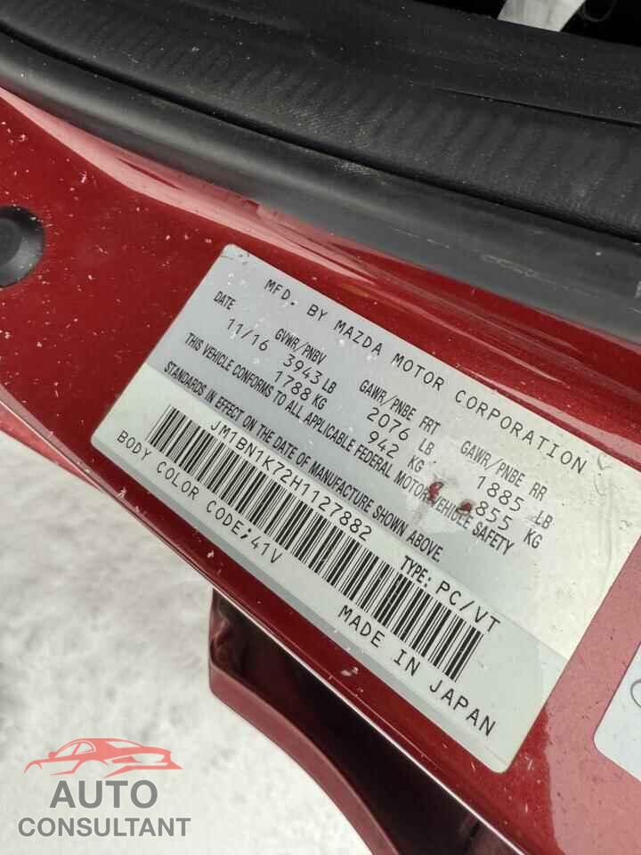 MAZDA 3 2017 - JM1BN1K72H1127882
