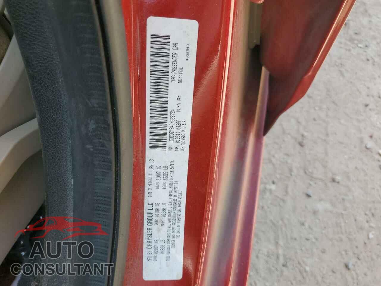 DODGE AVENGER 2013 - 1C3CDZAB4DN638724