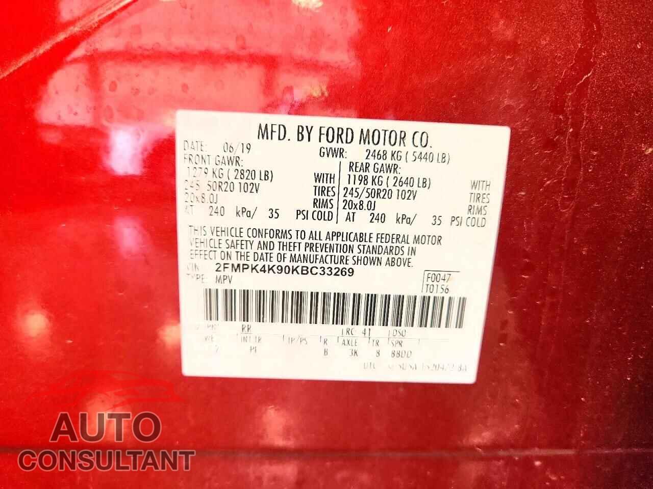 FORD EDGE 2019 - 2FMPK4K90KBC33269