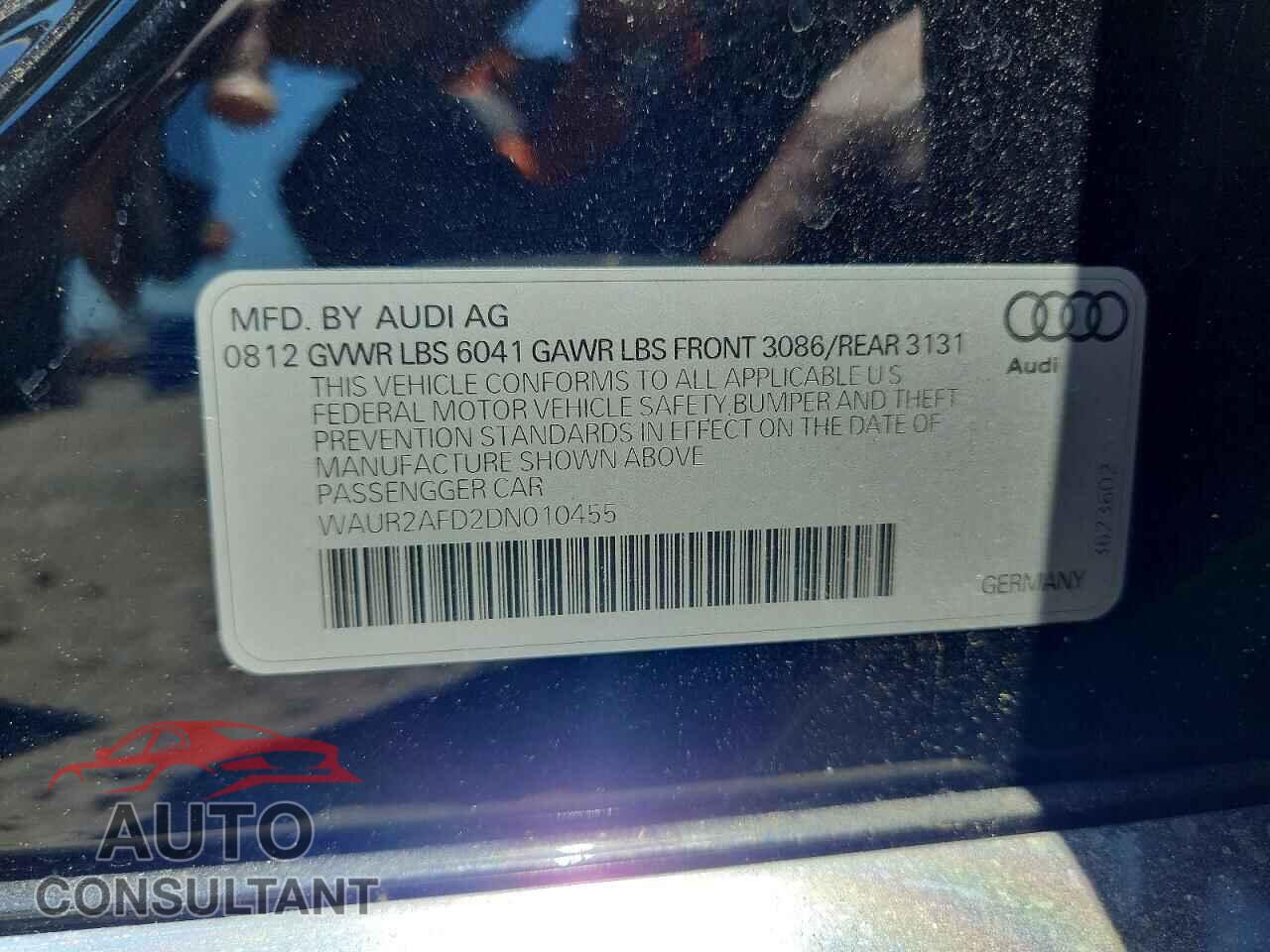 AUDI A8 2013 - WAUR2AFD2DN010455