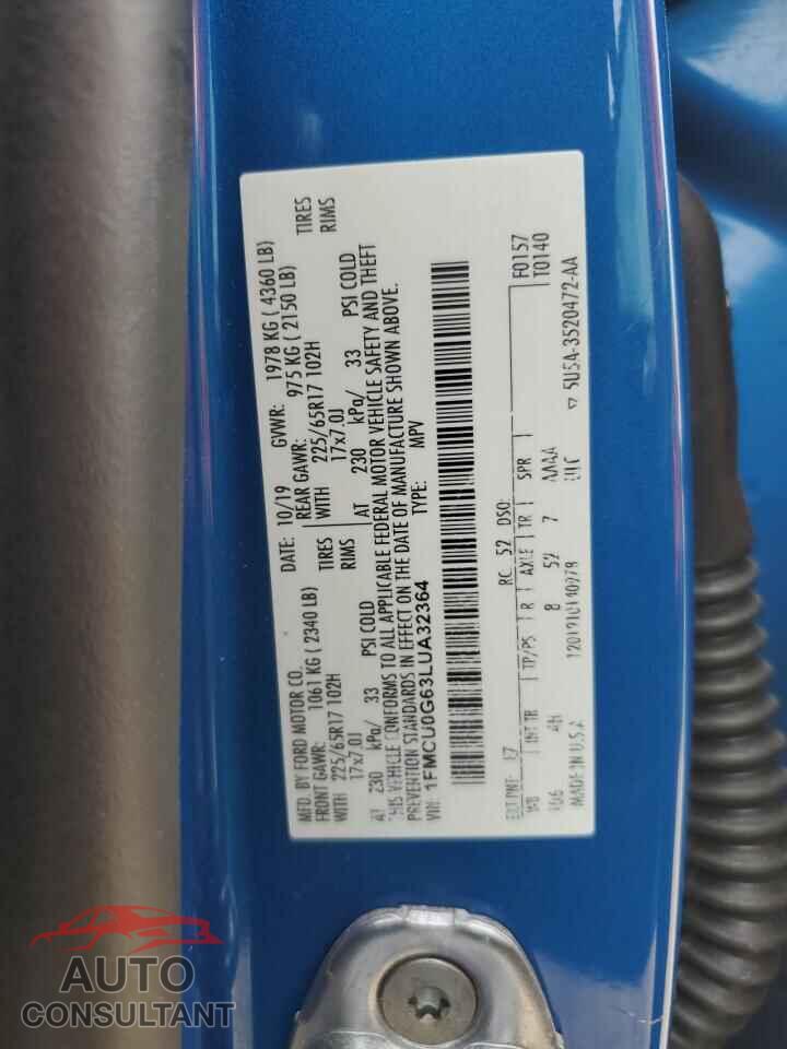 FORD ESCAPE 2020 - 1FMCU0G63LUA32364