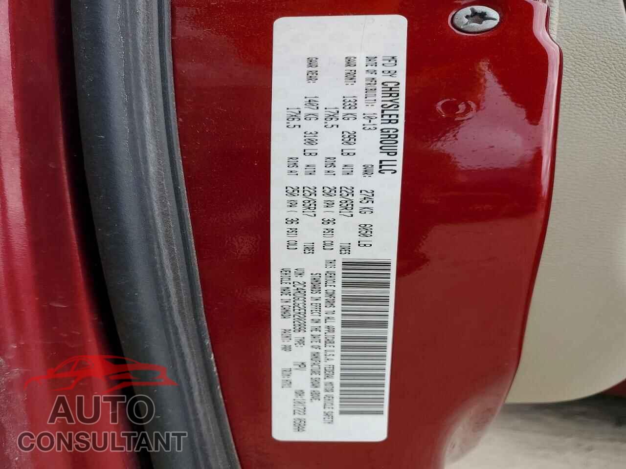 DODGE CARAVAN 2014 - 2C4RDGCG2ER202896
