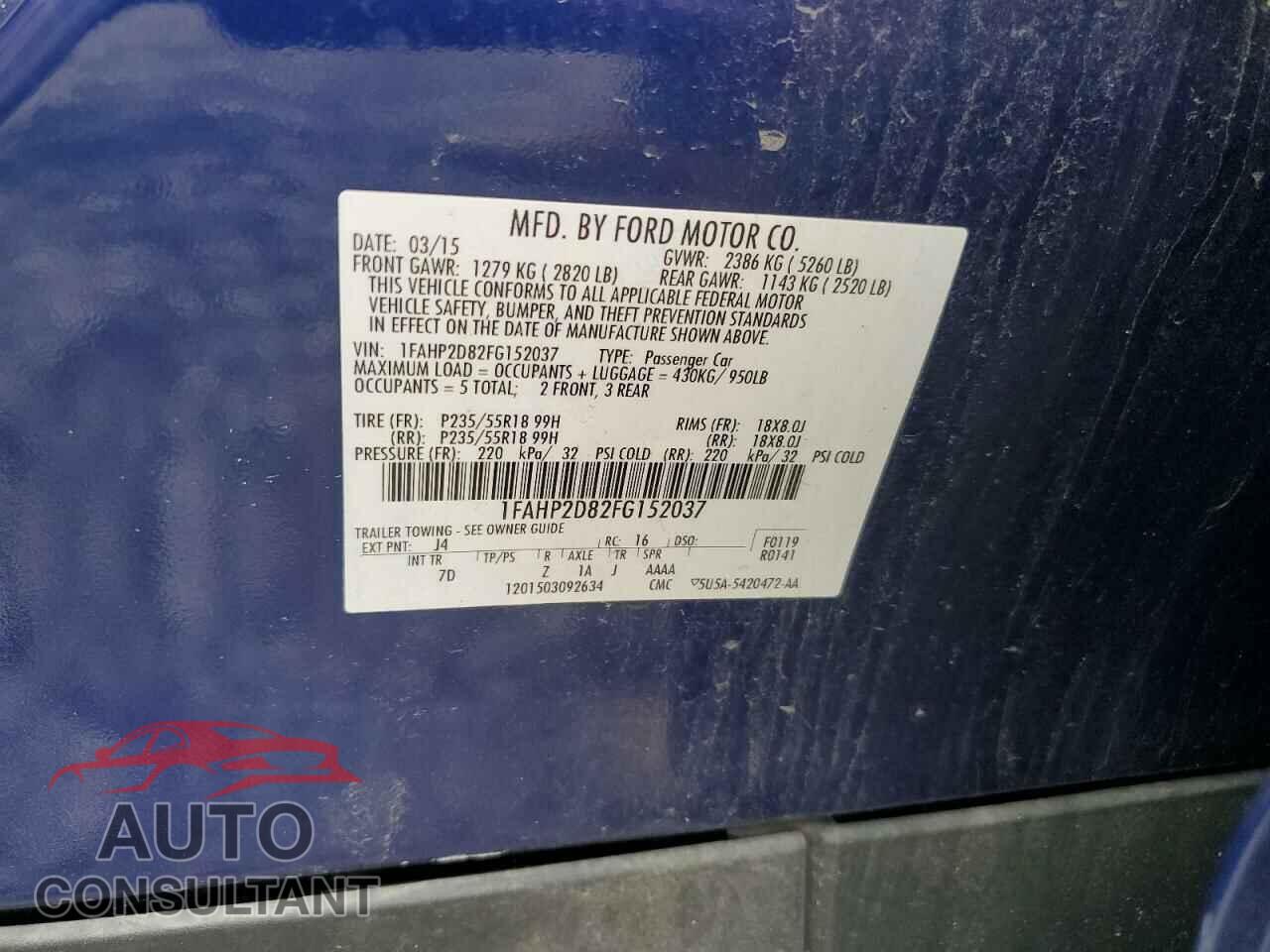 FORD TAURUS 2015 - 1FAHP2D82FG152037