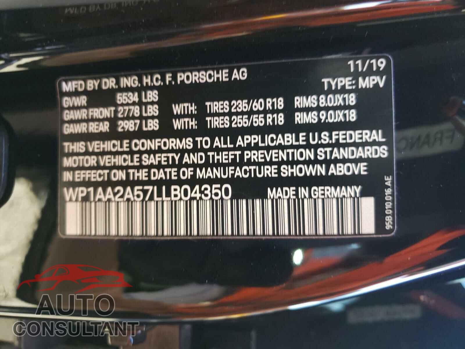PORSCHE MACAN 2020 - WP1AA2A57LLB04350