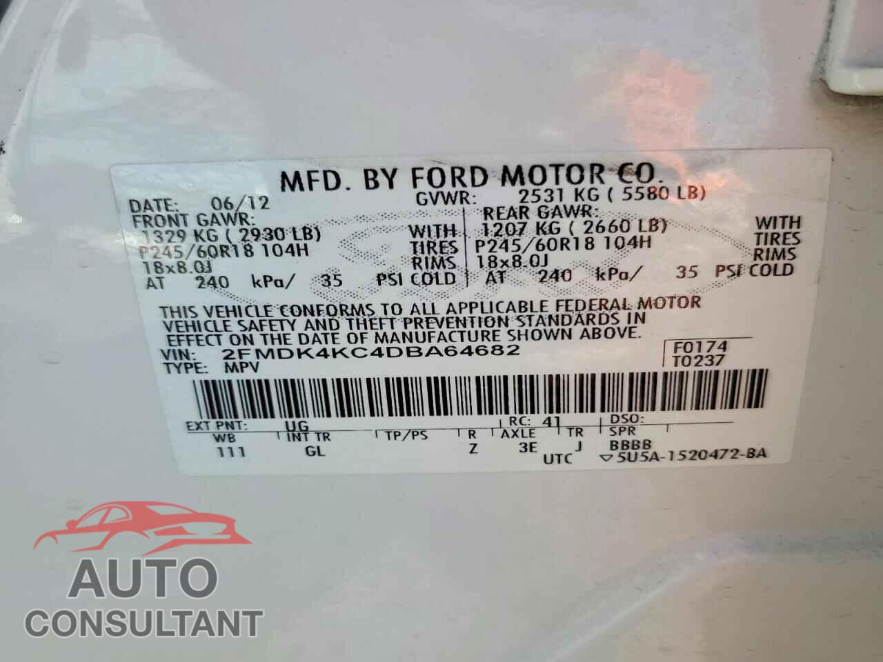 FORD EDGE 2013 - 2FMDK4KC4DBA64682