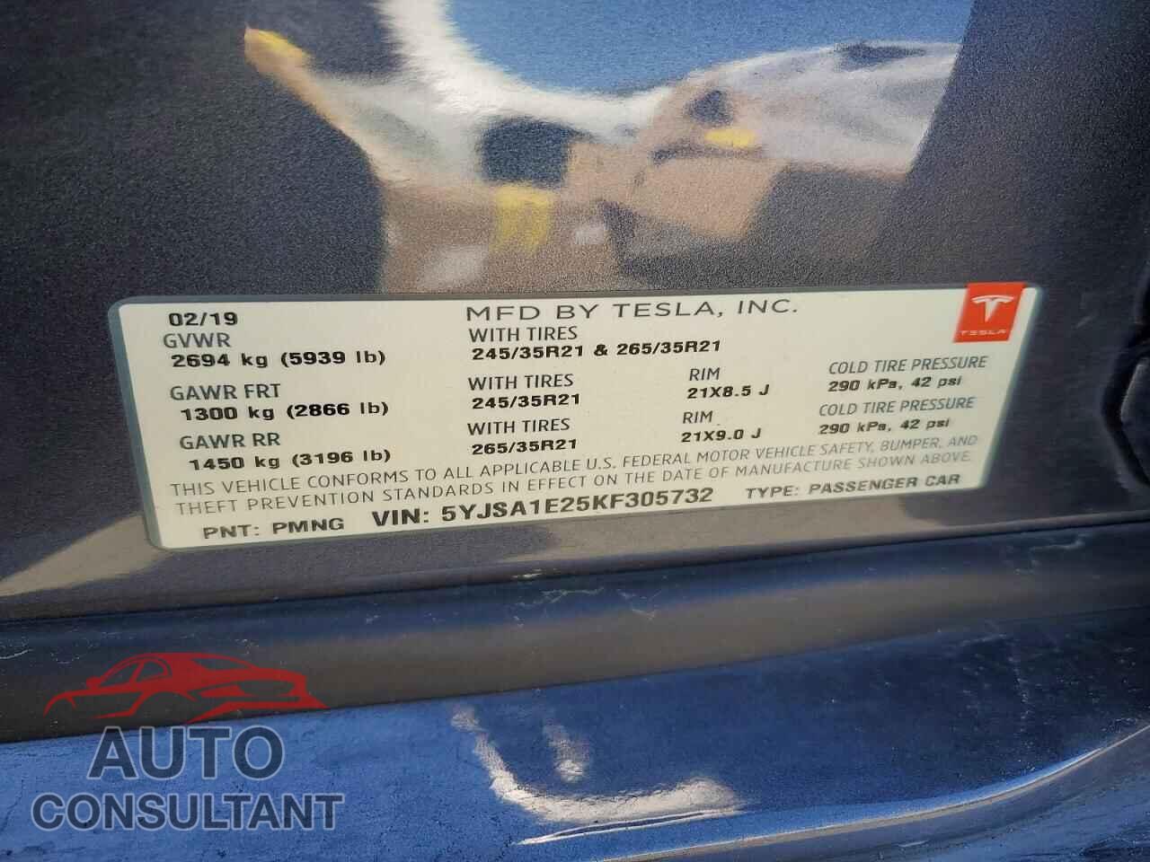 TESLA MODEL S 2019 - 5YJSA1E25KF305732