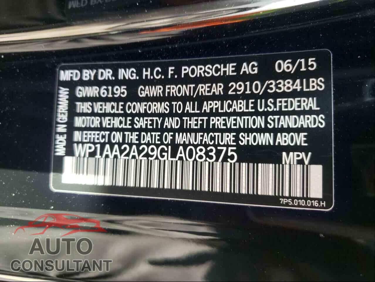 PORSCHE CAYENNE 2016 - WP1AA2A29GLA08375