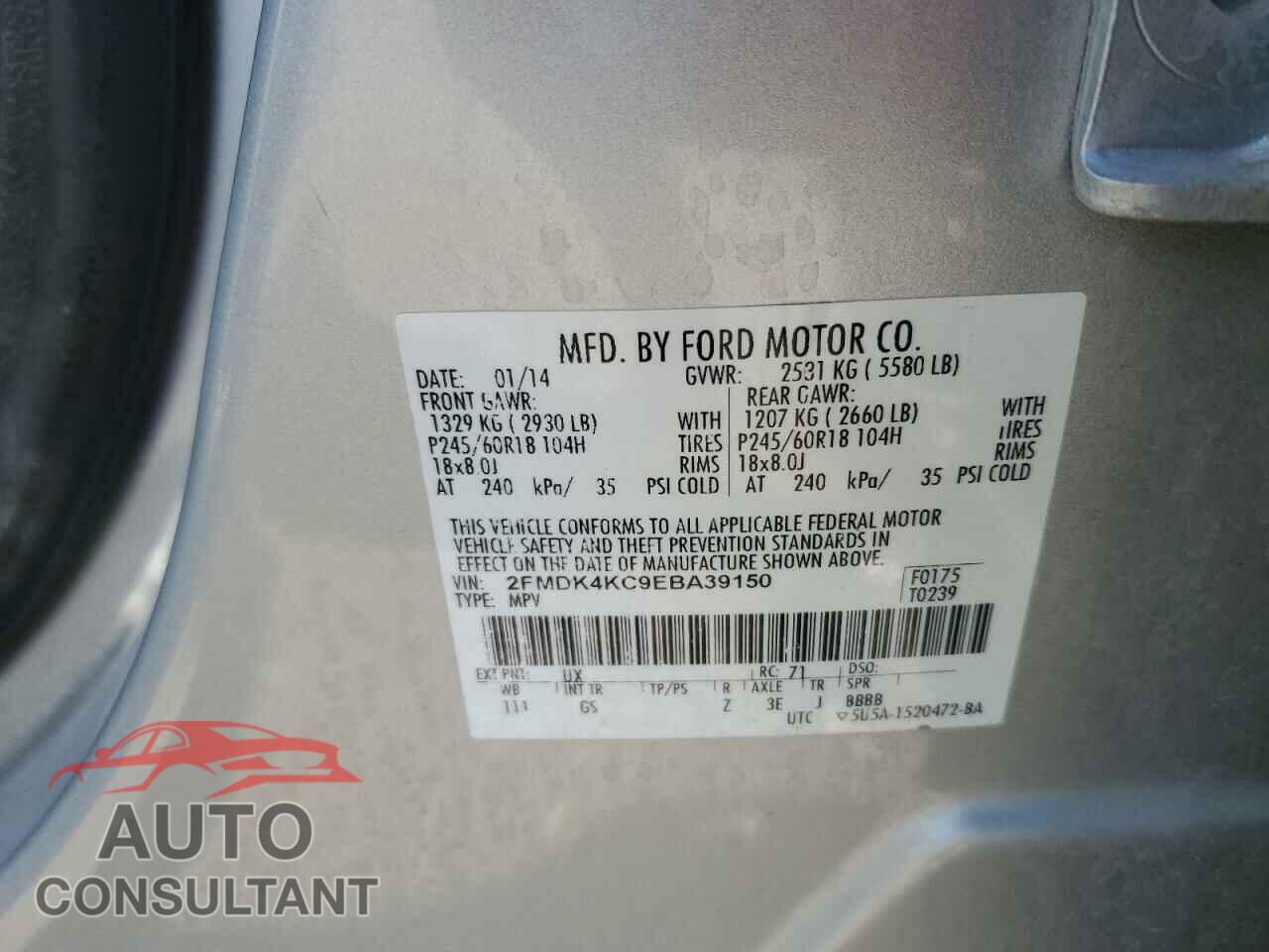 FORD EDGE 2014 - 2FMDK4KC9EBA39150