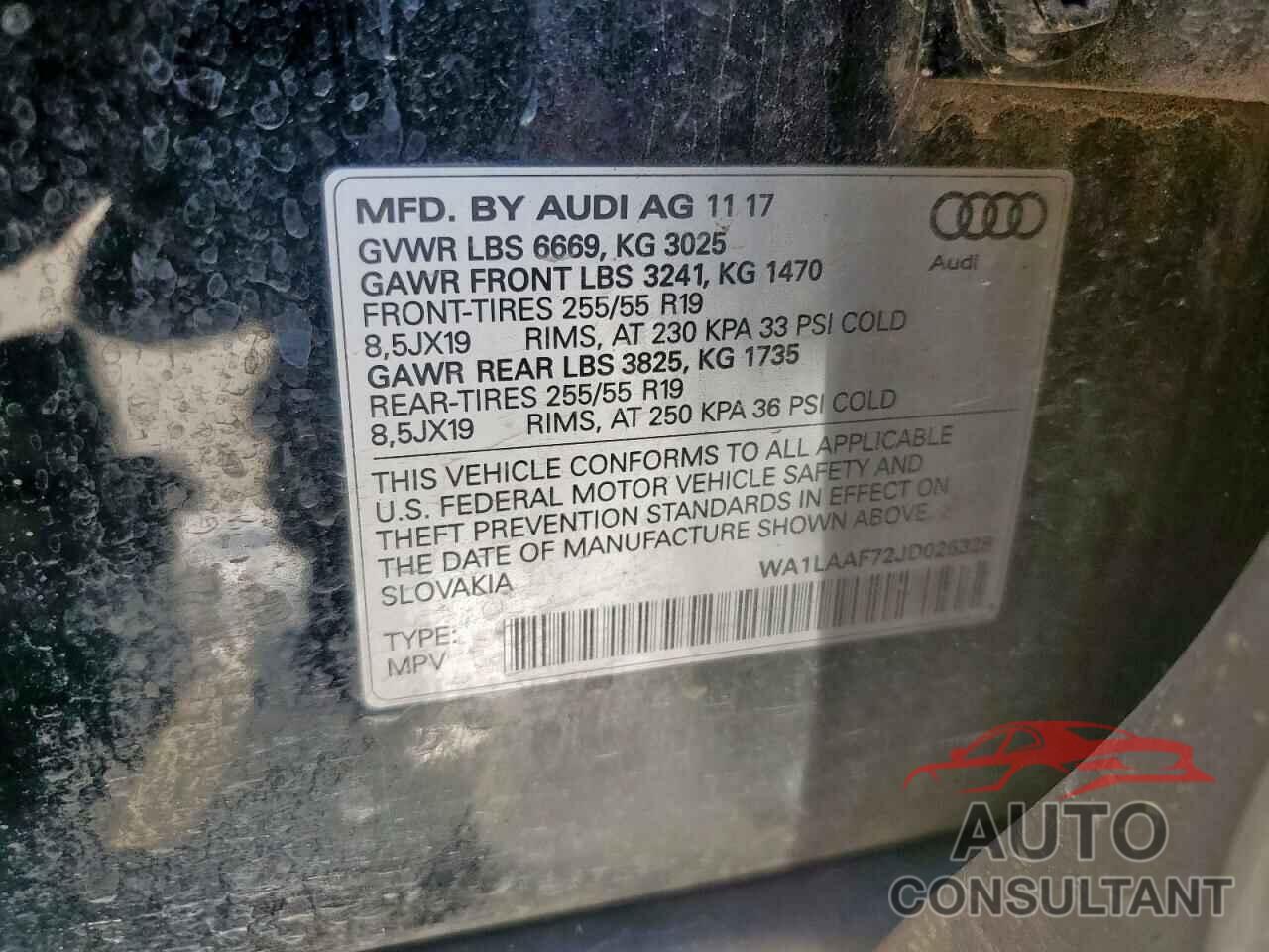 AUDI Q7 2018 - WA1LAAF72JD025328