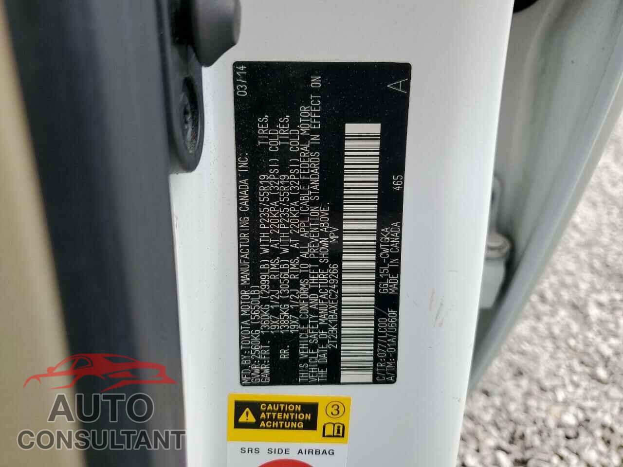 LEXUS RX350 2014 - 2T2BK1BAXEC249266