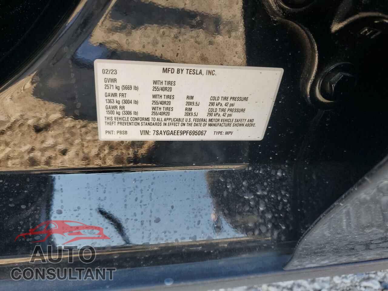 TESLA MODEL Y 2023 - 7SAYGAEE9PF695067
