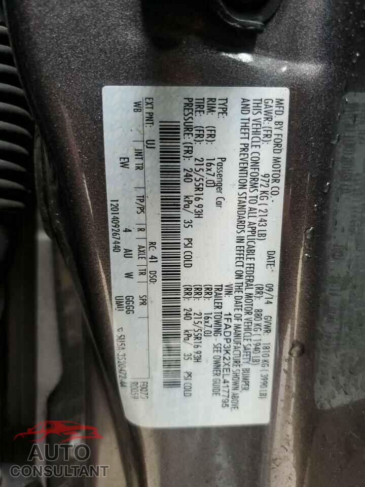 FORD FOCUS 2014 - 1FADP3K2XEL417795