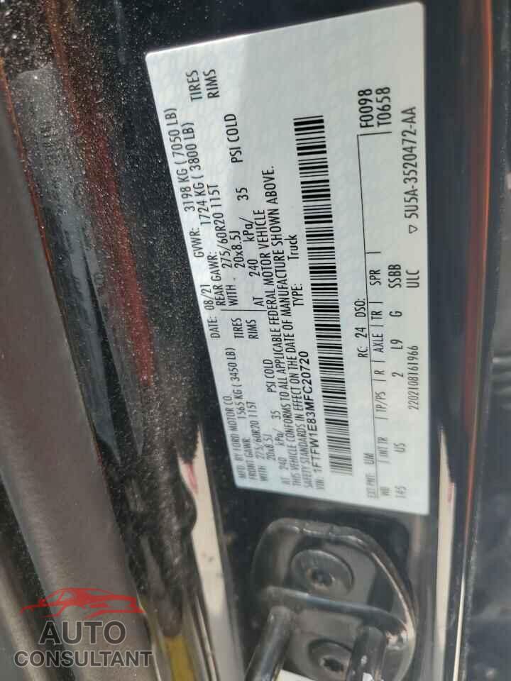 FORD F-150 2021 - 1FTFW1E83MFC20720