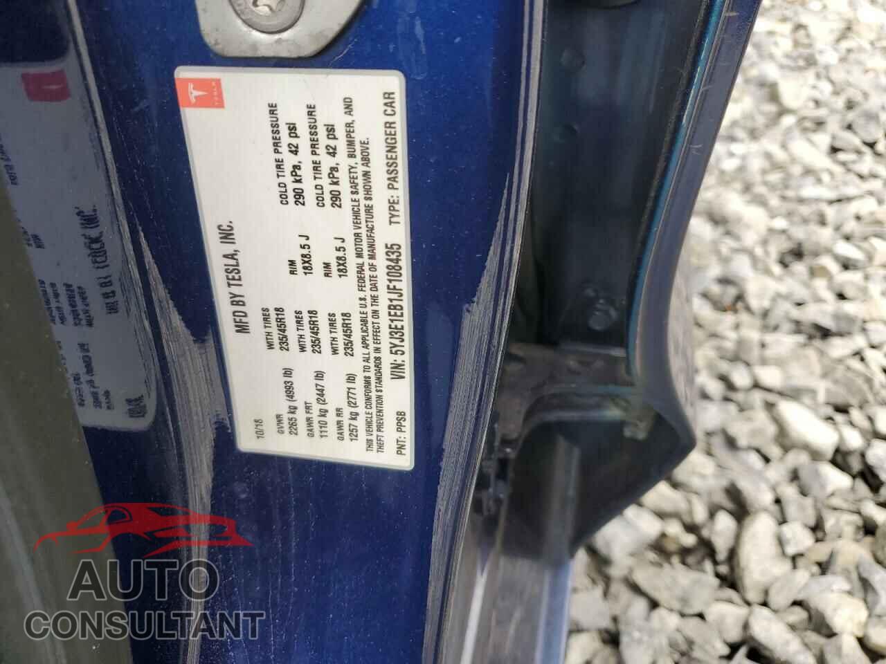 TESLA MODEL 3 2018 - 5YJ3E1EB1JF108435