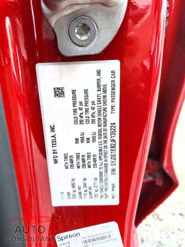 TESLA MODEL 3 2018 - 5YJ3E1EB2JF135224