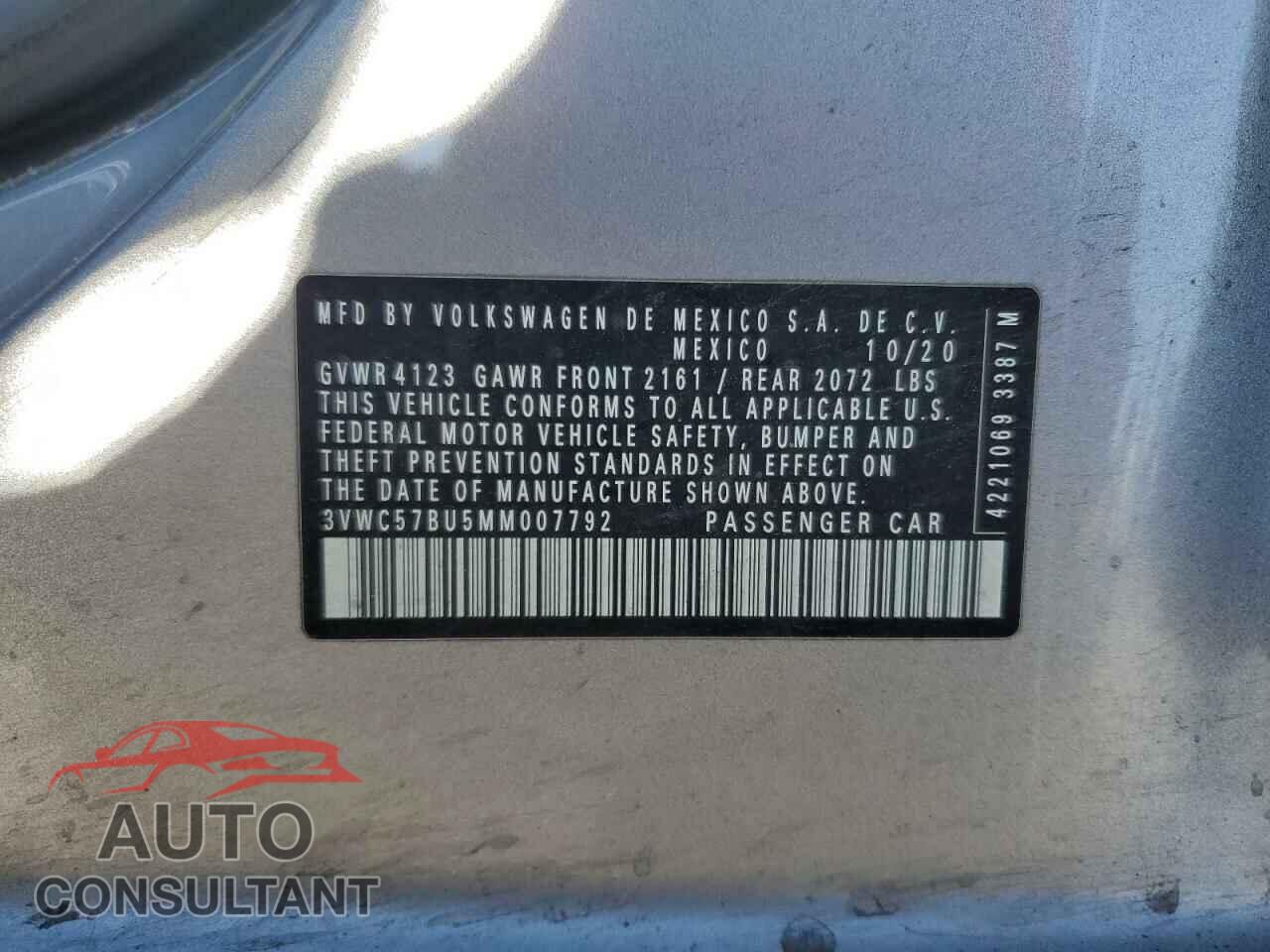 VOLKSWAGEN JETTA 2021 - 3VWC57BU5MM007792