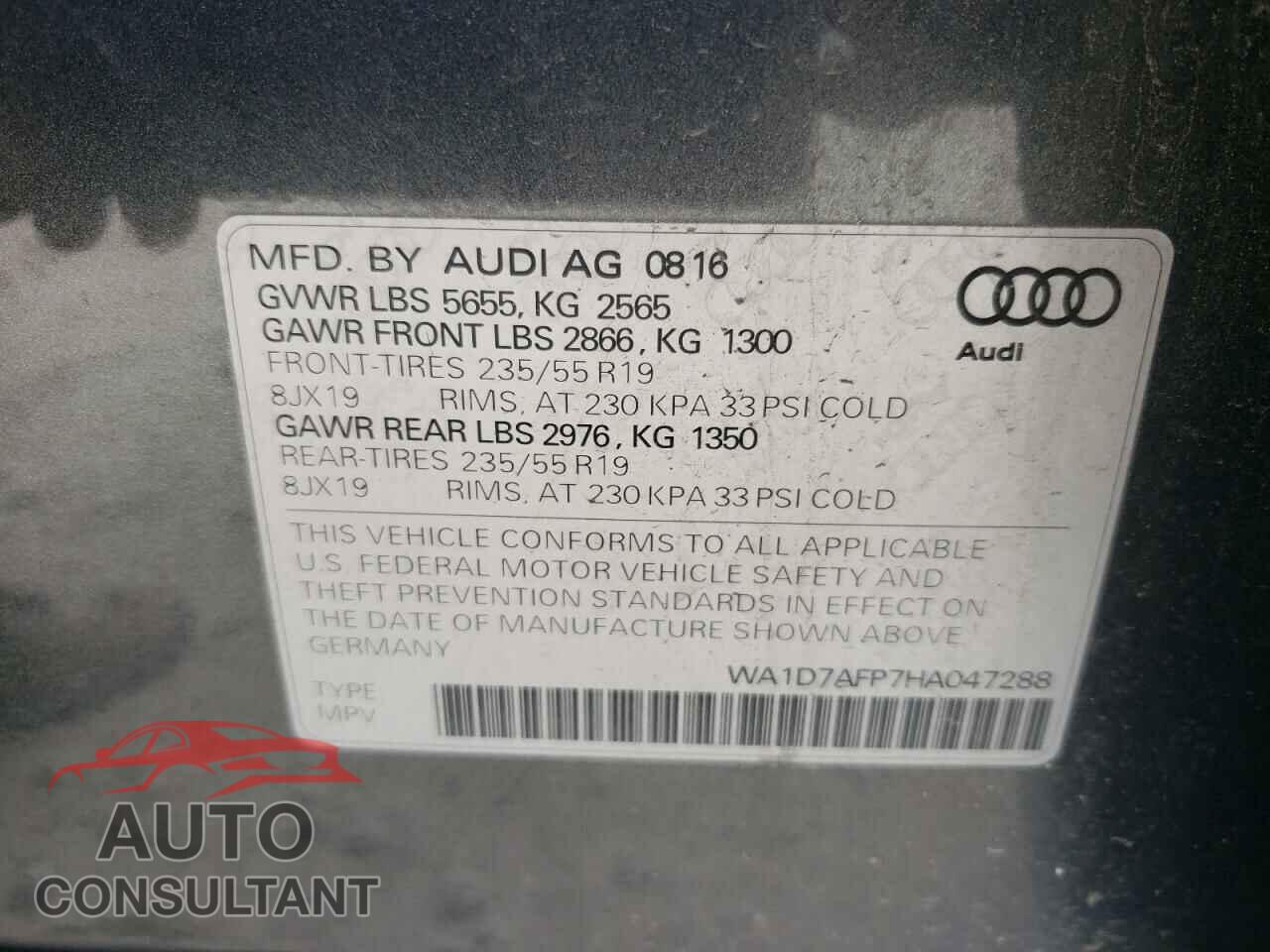 AUDI Q5 2017 - WA1D7AFP7HA047288