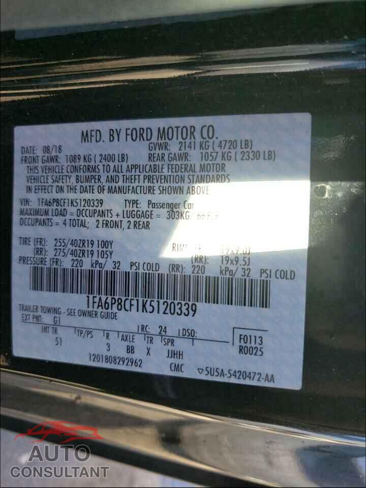 FORD MUSTANG 2019 - 1FA6P8CF1K5120339